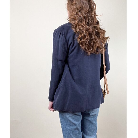 Vintage 100% Silk Oversized Blazer Jacket Coat Relaxed Loose Fit Preppy Academia - Picture 3 of 6